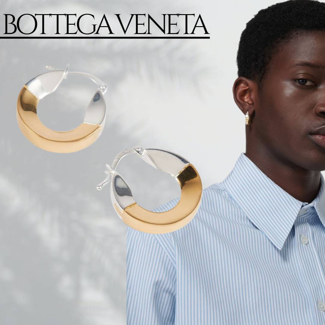 関税込【BOTTEGA VENETA】スターリングシルバー フープピアス