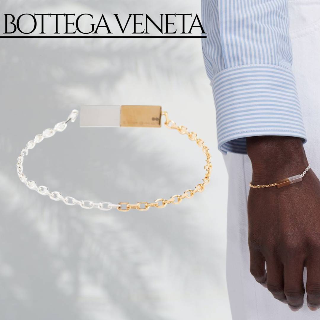 【BOTTEGA VENETA】ツートーンスターリングシルバーブレスレット