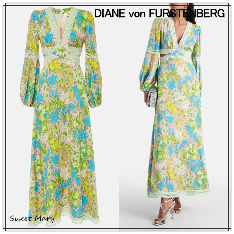 DVF☆リナ プリント カットアウト マキシドレス♪【送料込】