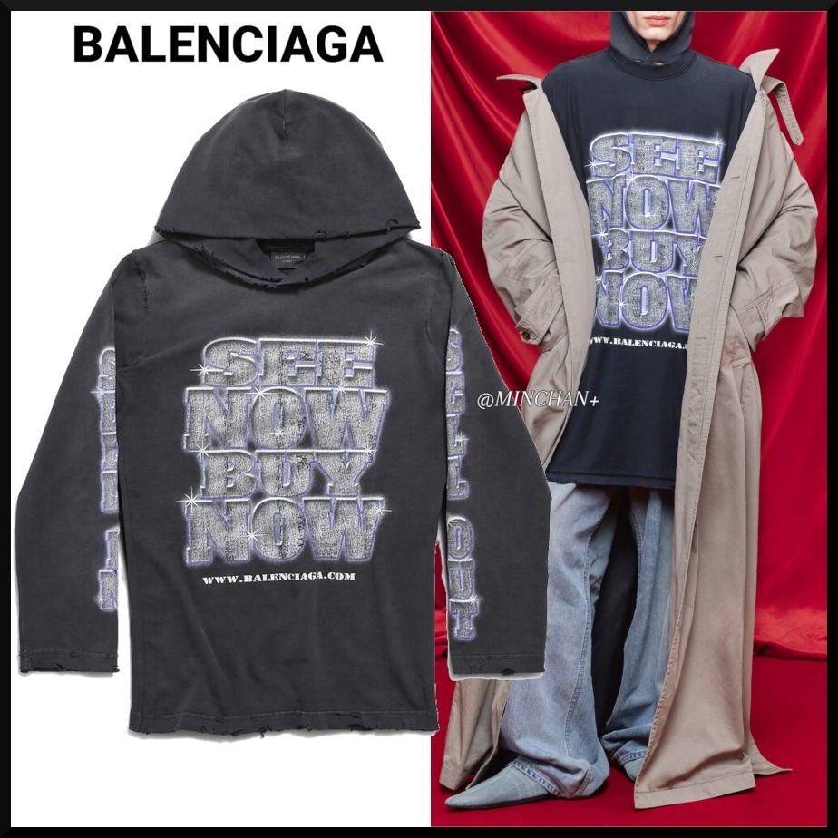 【BALENCIAGA】SNBN フーデッド Tシャツ フィッテッド 長袖