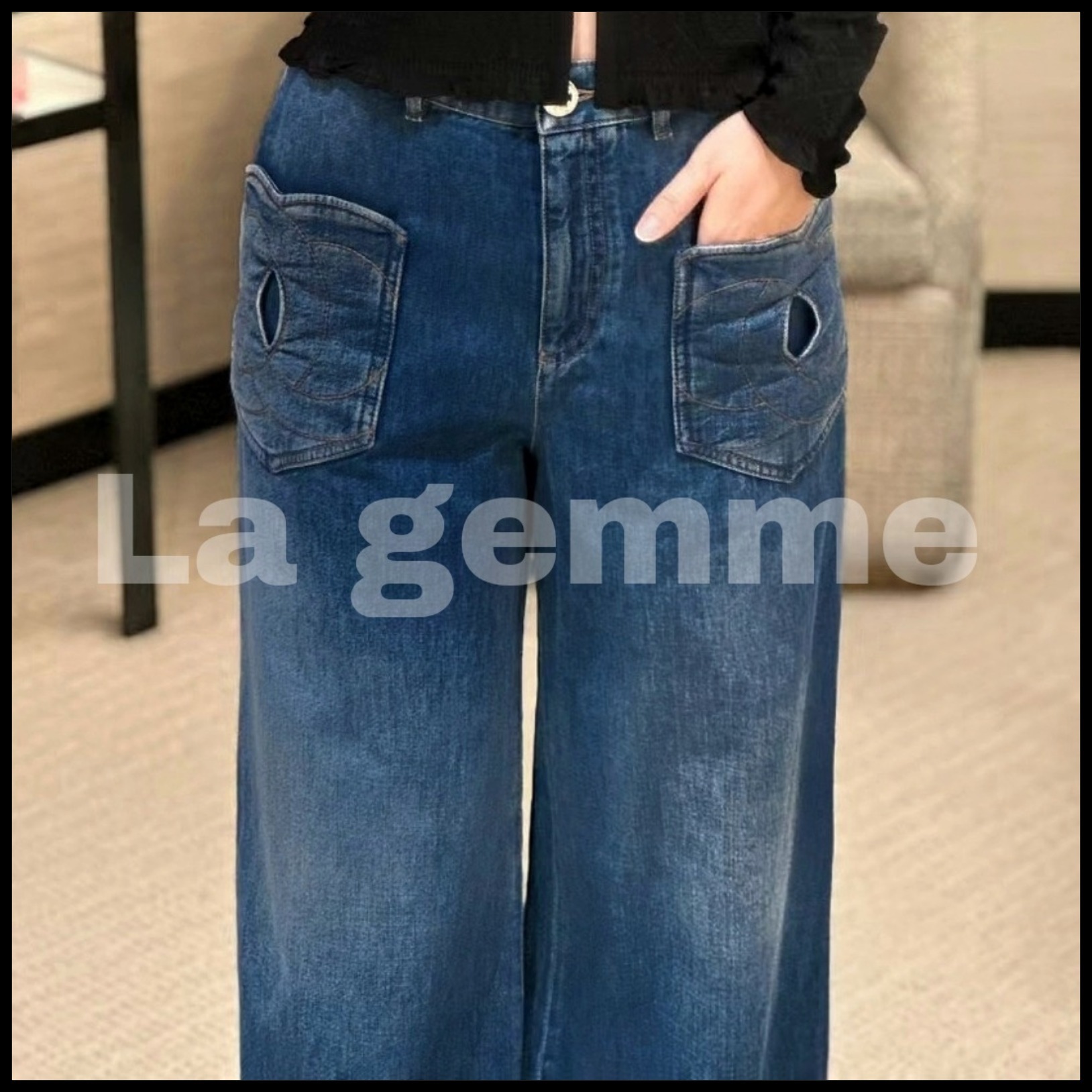 ★2024SS★送料無料！【CHANEL】CCロゴ ジーンズ デニム パンツ
