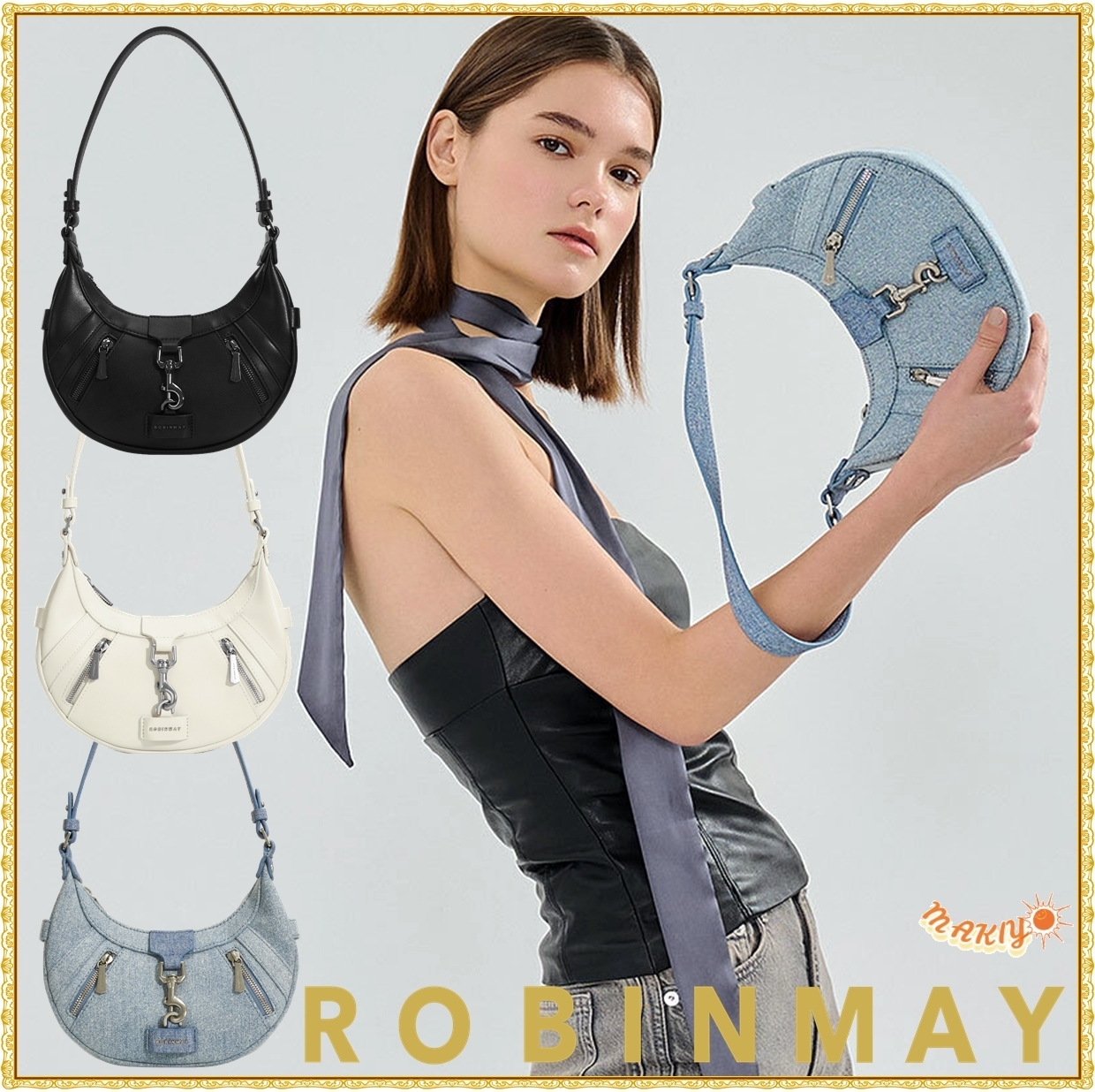送料込★ROBINMAY★qiao語光圈肩背包★半月形ショルダーバッグ