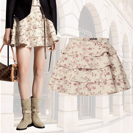 Louis Vuitton Mini Short Flower Patterns Logo Mini Skirts