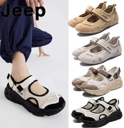 JEEP(ジープ)スニーカーレディースピーチロゴ通気性 レザーJEEP(ジープ)スニーカーレディースダッドスニーカー 厚底