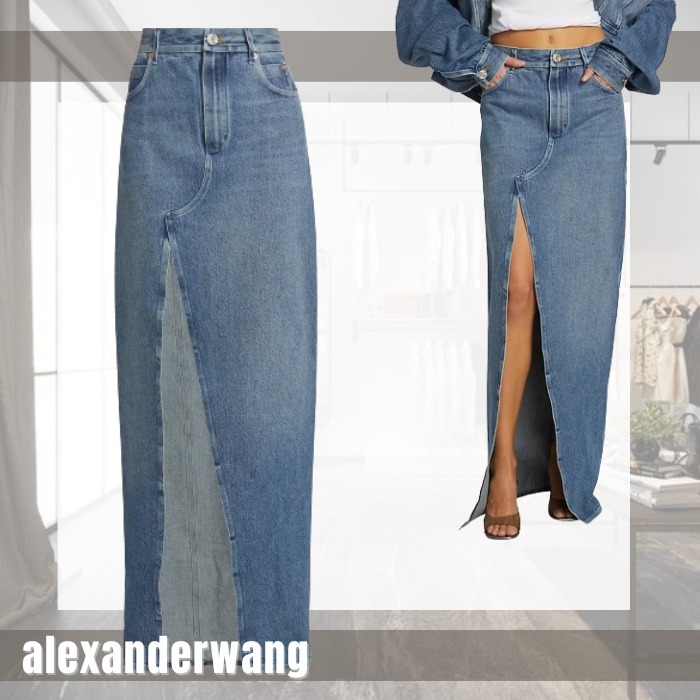 デニム☆マキシ丈【alexanderwang】bonded long crossover skirt