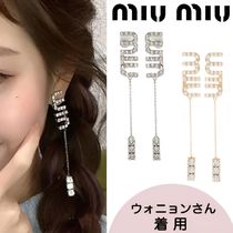 ゆらゆら可愛い♡【MiuMiu】クリスタルチャーム付 ピアス