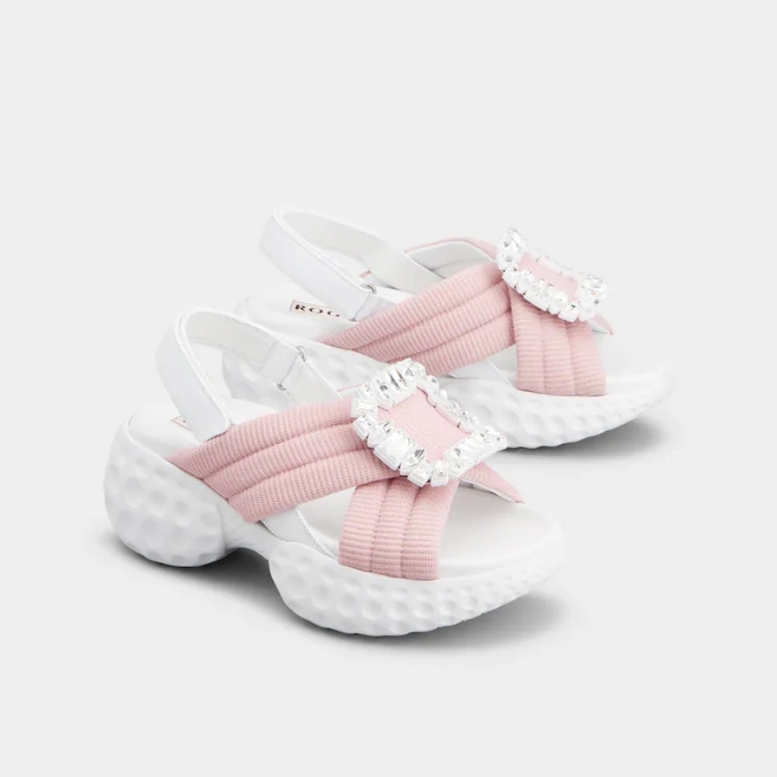 ★Roger Vivier★「ヴィヴ ラン」ストラス バックル サンダル