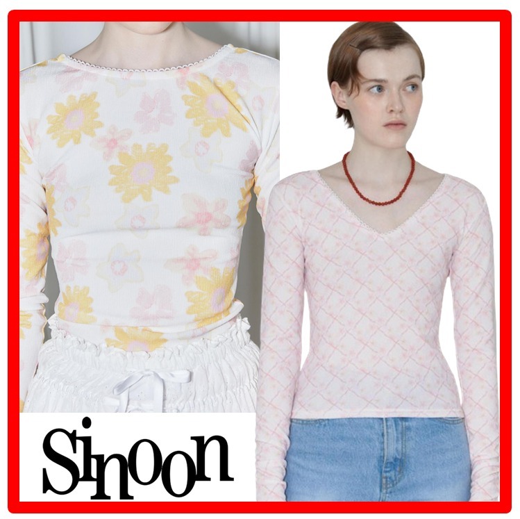 ☆人気☆【sinoon】☆SINOON PRINTED V-NECK LONG SLEEV.E☆