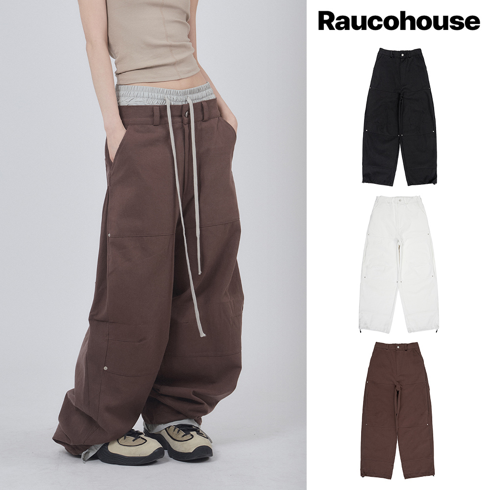 【Raucohouse】Subtle side pin-tuck carpenter pants