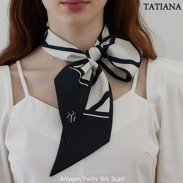 韓国人気【TATIANA】Artygen Twilly Silk Scarf☆追跡付