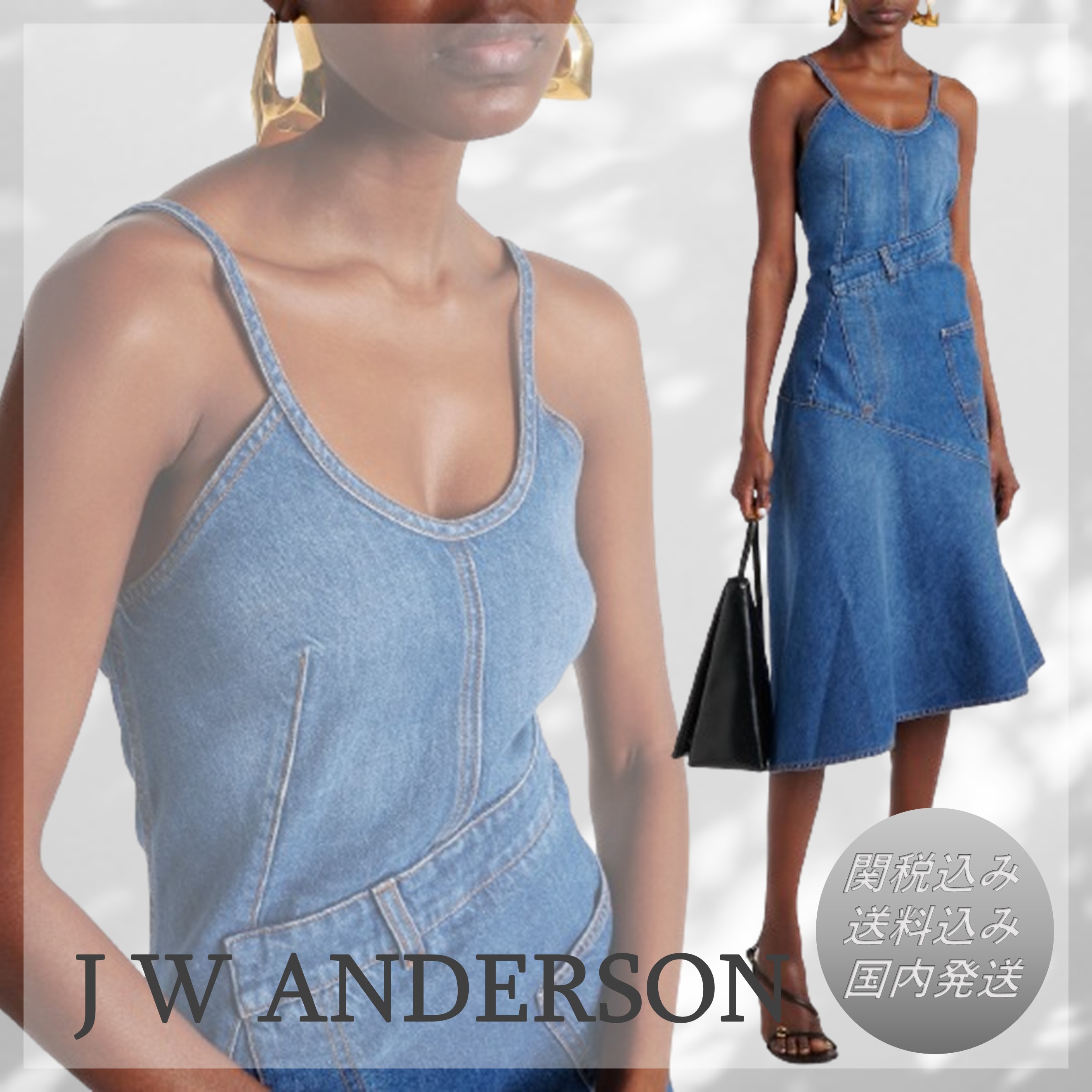 送料込/関税込■JW ANDERSON■アシンメトリーデニムミディドレス