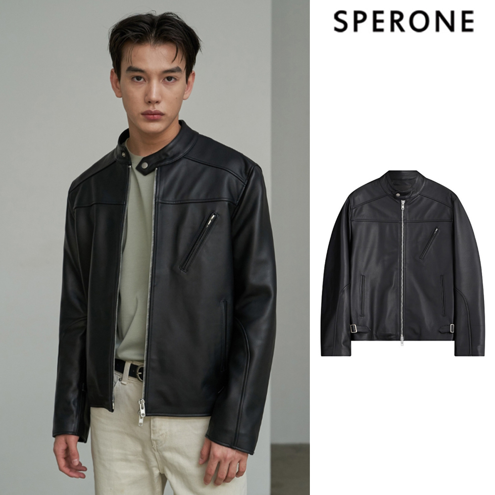 【SPERONE】24SS★ [Real Leather] China Biker Jacket