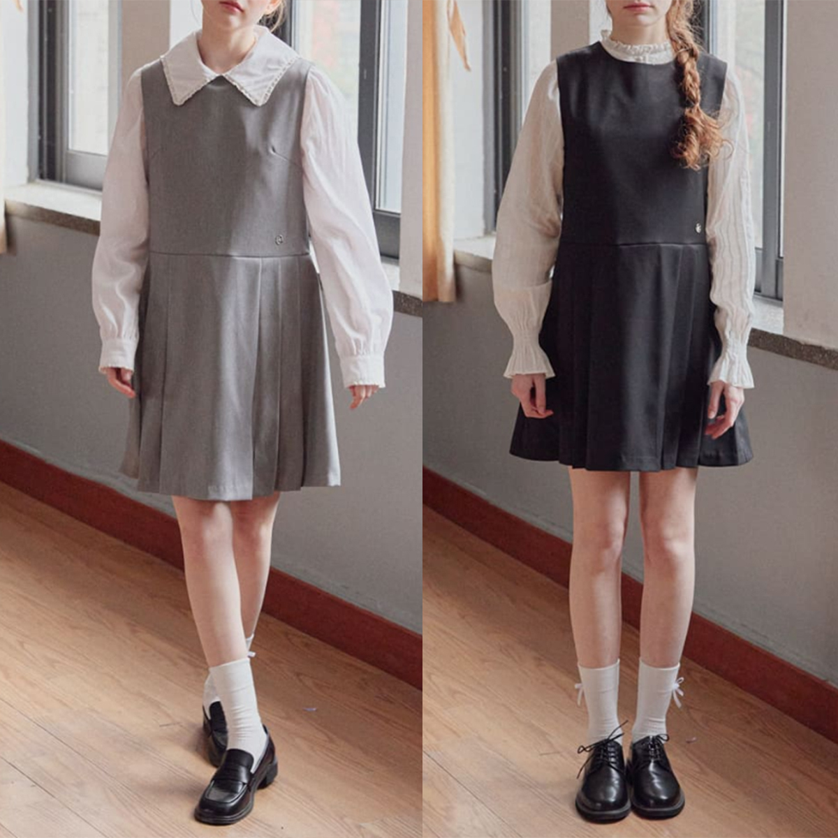 ワンピース RONRON LOGO PLEATS LAYERED DRESS 4BKS383