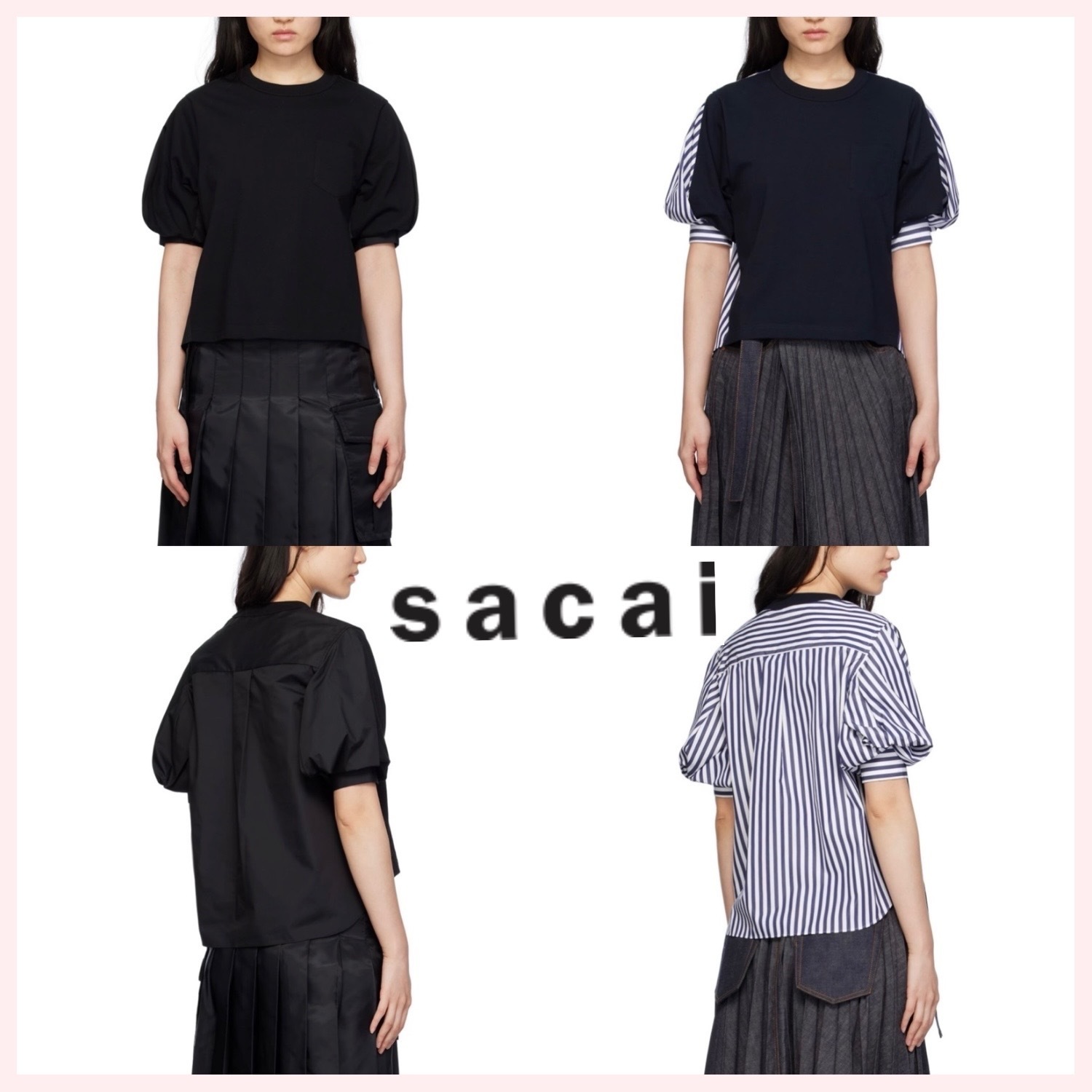 ★sacai★関税込♪日本未入荷♪パフスリーブ パネル Tシャツ