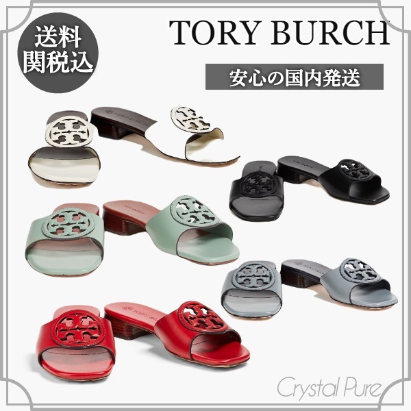 【TORY BURCH】ロゴ レザー ミュール サンダル【送料関税込】