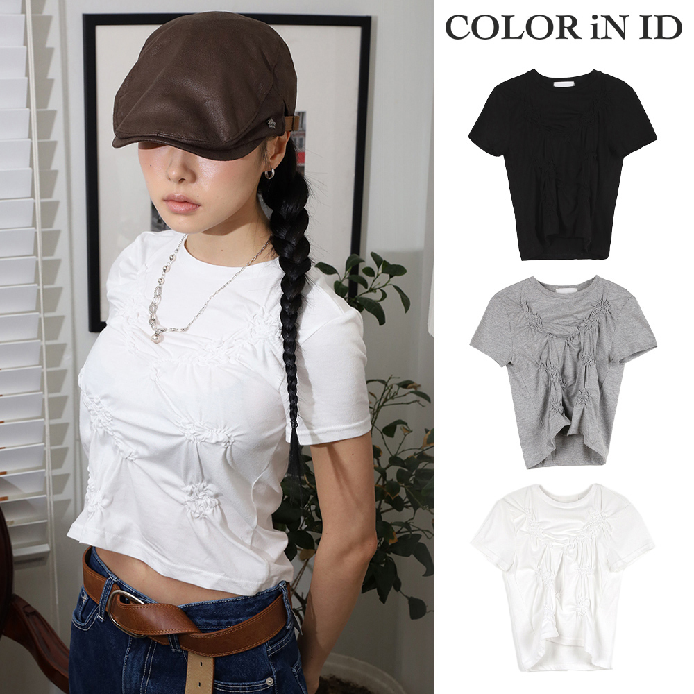 【COLOR iN ID】Floral Shirring T-shirt