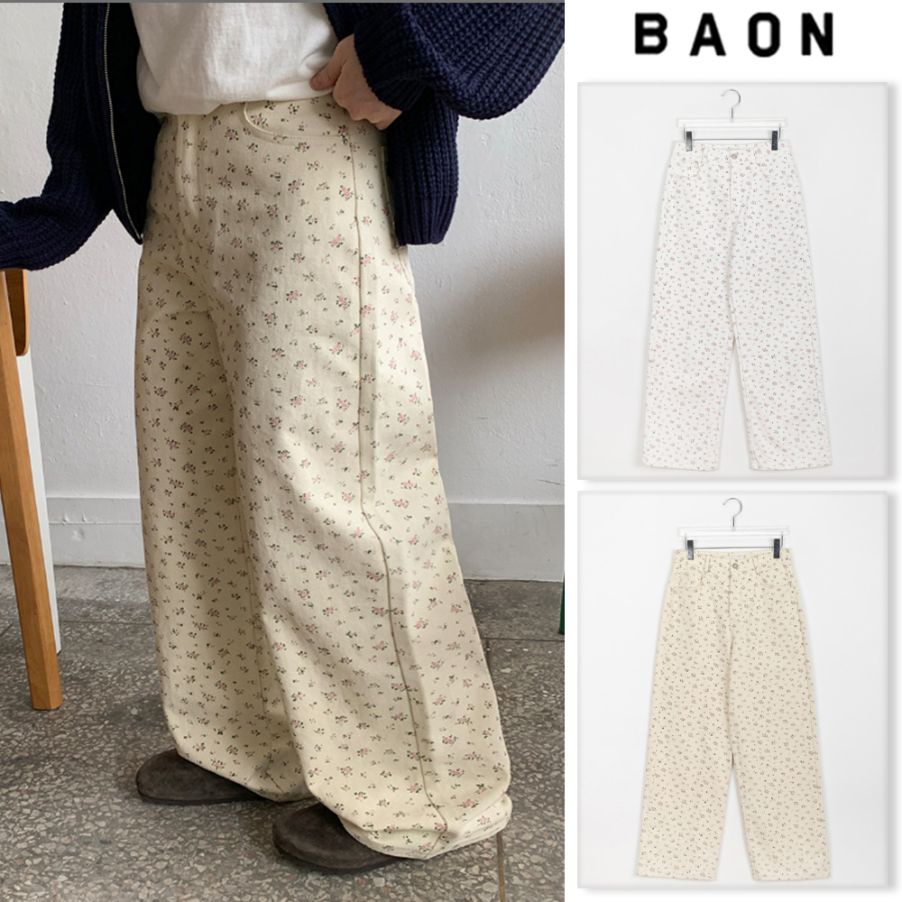 【BAON】Neku Flower Cotton Pants