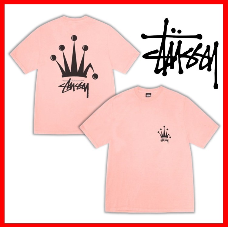 ★人気★【Stussy】★REGAL CROWN TEE PIGMENT DYED★CORAL★