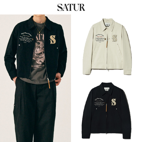 ★2024SS新作★SATUR★Applique Artwork Logo Collar Jacket
