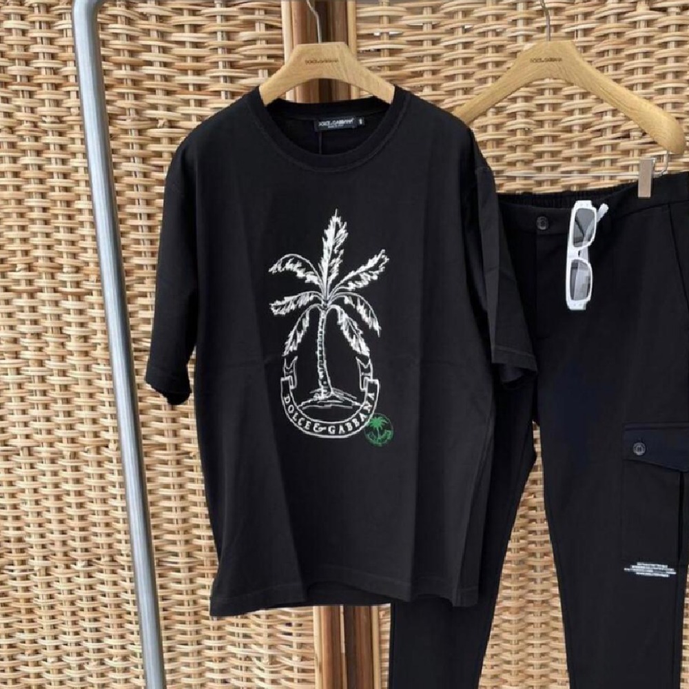 【DOLCE&GABBANA】コットンTシャツ バナナリーフプリント 半袖