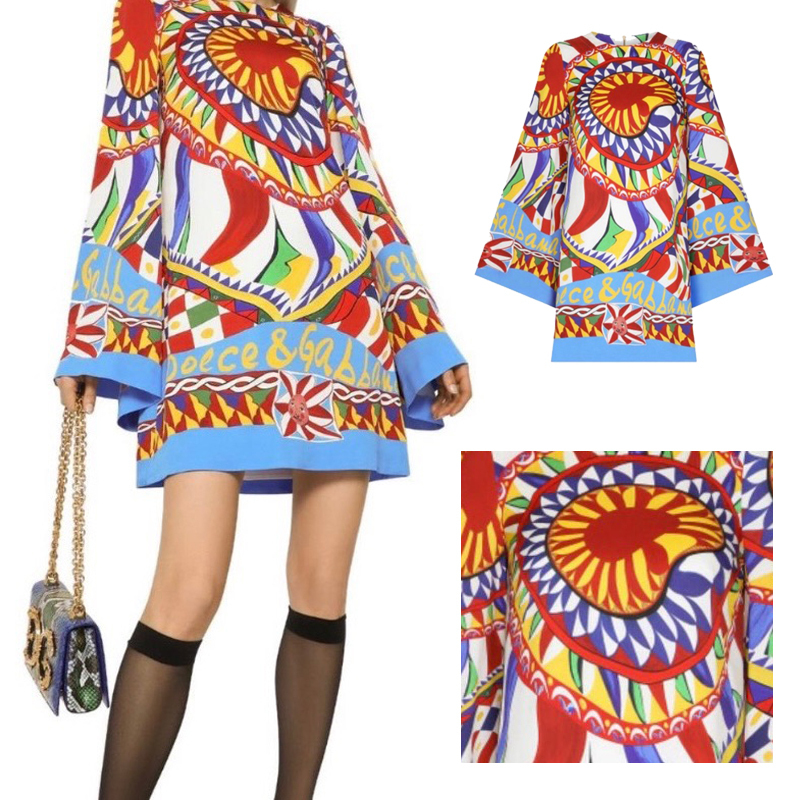 【D&G】Dolce&Gabbana ワンピース 長袖 ミニ丈