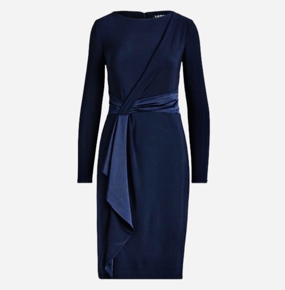 RALPH LAUREN 長袖ワンピース ラッフルフロント NAVY RALPH LAUREN 長袖ワンピース ラッフルフロントNAVY サイズ4