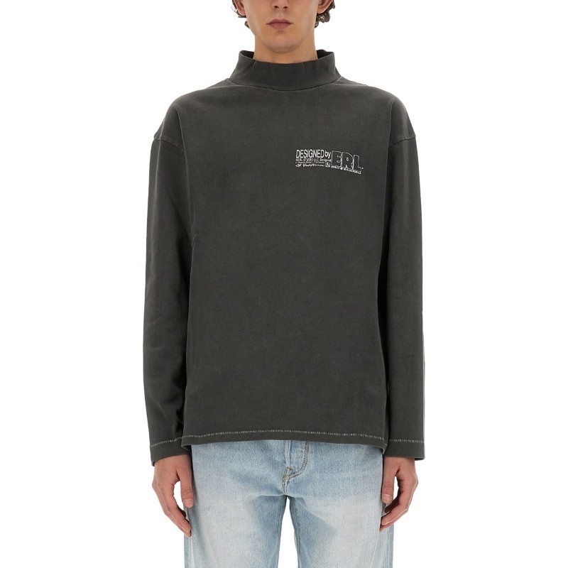 Tシャツ・カットソー ERL SS24 T-SHIRT WITH PRINT (ERL08T010_BLACK)