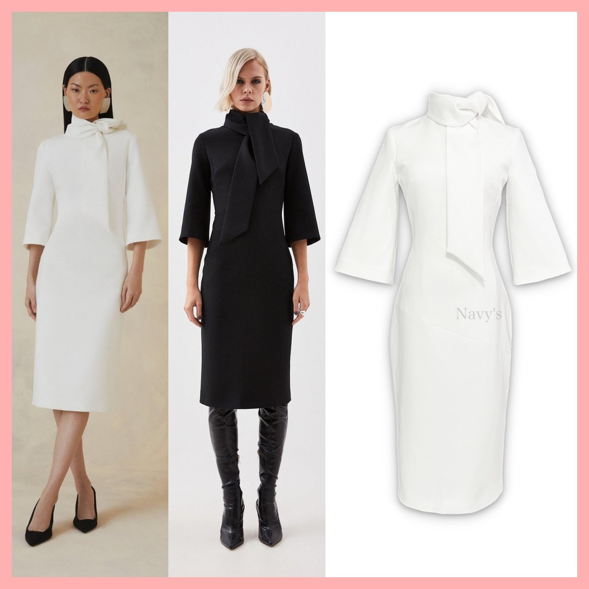国内発・関税込!! KAREN MILLEN*オフショルダーペンシルドレス 日本未入荷☆Karen Millen Uネックペンシルワンピース