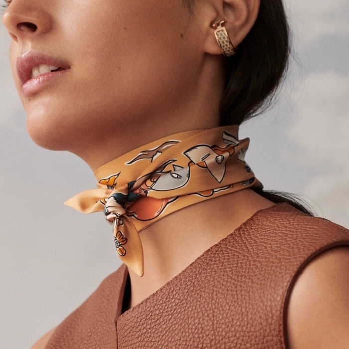 HERMES エルメス ドット スカーフ リボン チョーカー 可愛い