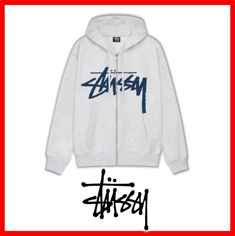 ★韓国の人気★【Stussy】★STOCK ZIP HOODIE★Ash Heather★