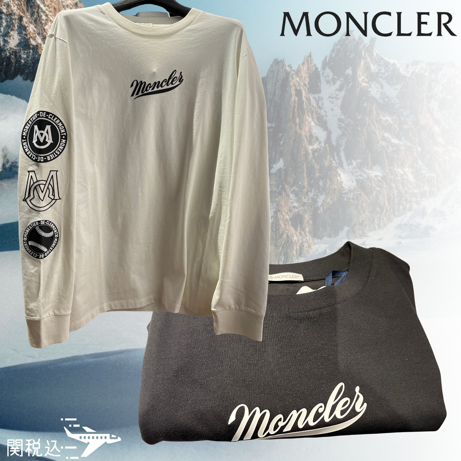 MONCLER ロゴ クルーネック L/S Tシャツ I10918D00001