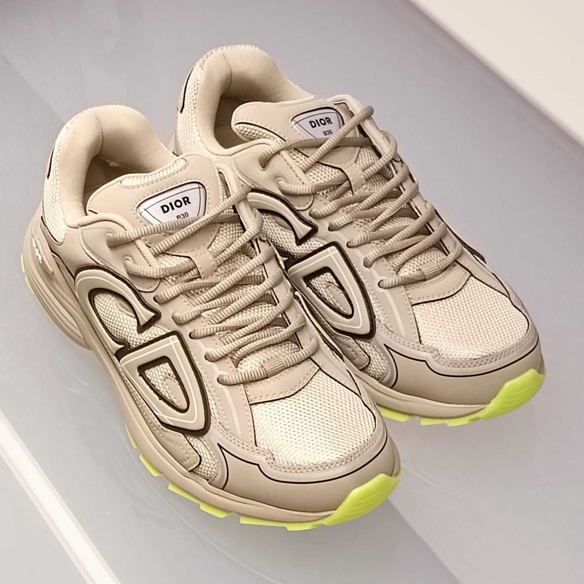 Dior《B30スニーカー》ベージュ/蛍光イエロー メッシュ DHL 直営