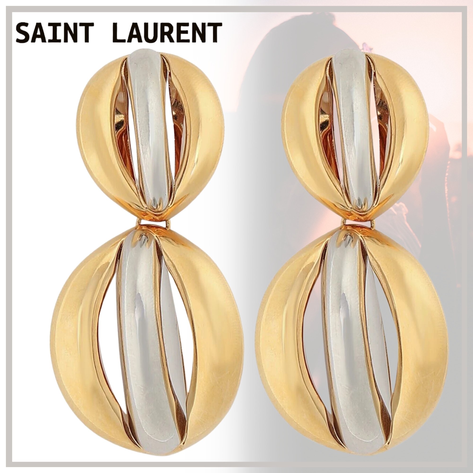 存在感ある【SAINT LAURENT】マンダリン真鍮イヤリング 24SS新作