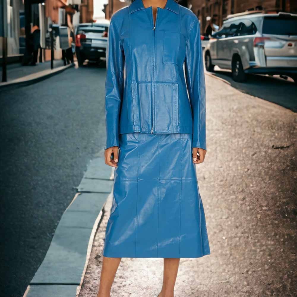 JIL SANDER フェイクレザー ミッドレングススカート