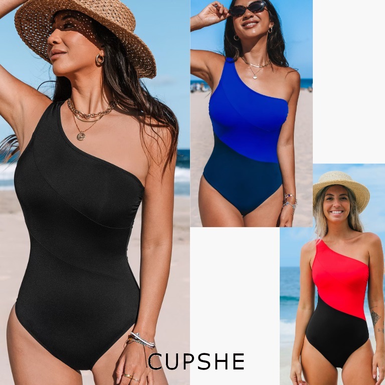 【関税送料込】CUPSHE Colorblock One-Shoulder 水着