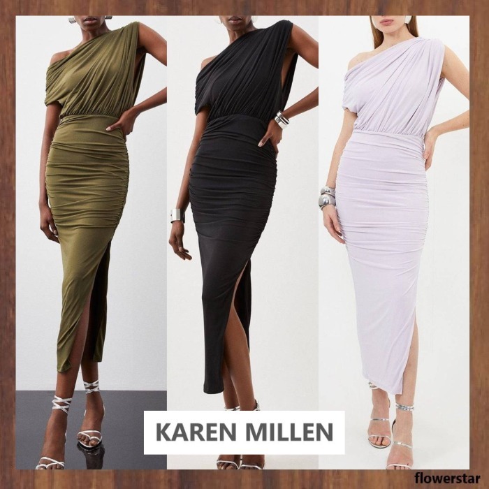 【KAREN MILLEN】アシンメトリックネック マキシドレス（送料込)
