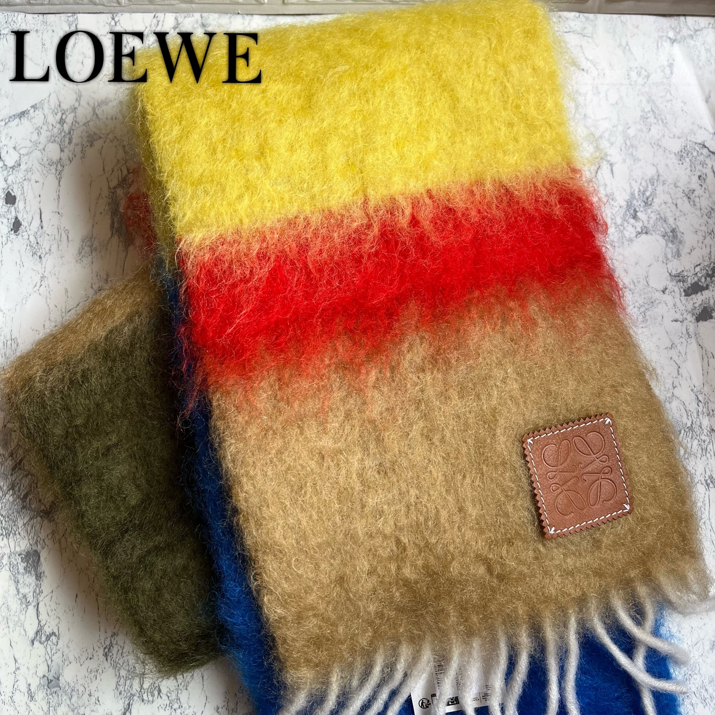 【LOEWE】ストライプ モヘアスカーフ