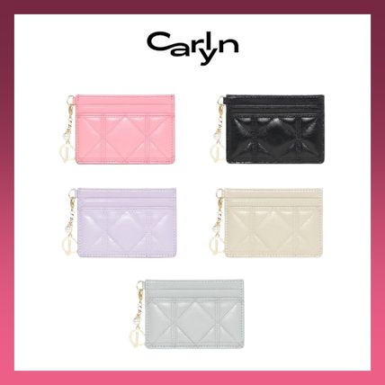 CARLYN Card Holders Saffiano Plain Leather Small Wallet Logo Card Holders