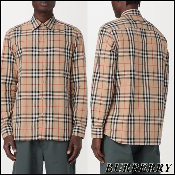 【関税込み】BURBERRY Check shirt 関税込】新作◇BURBERRY バーバリー◇ロゴ チェック柄 シャツ