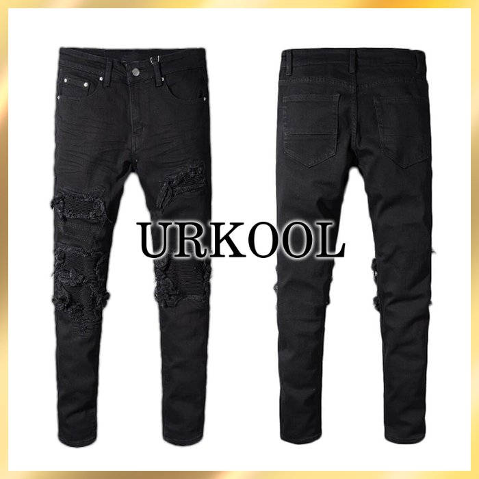 国内発送/関税込☆URKOOL☆バイカー スリム デニム パンツ☆