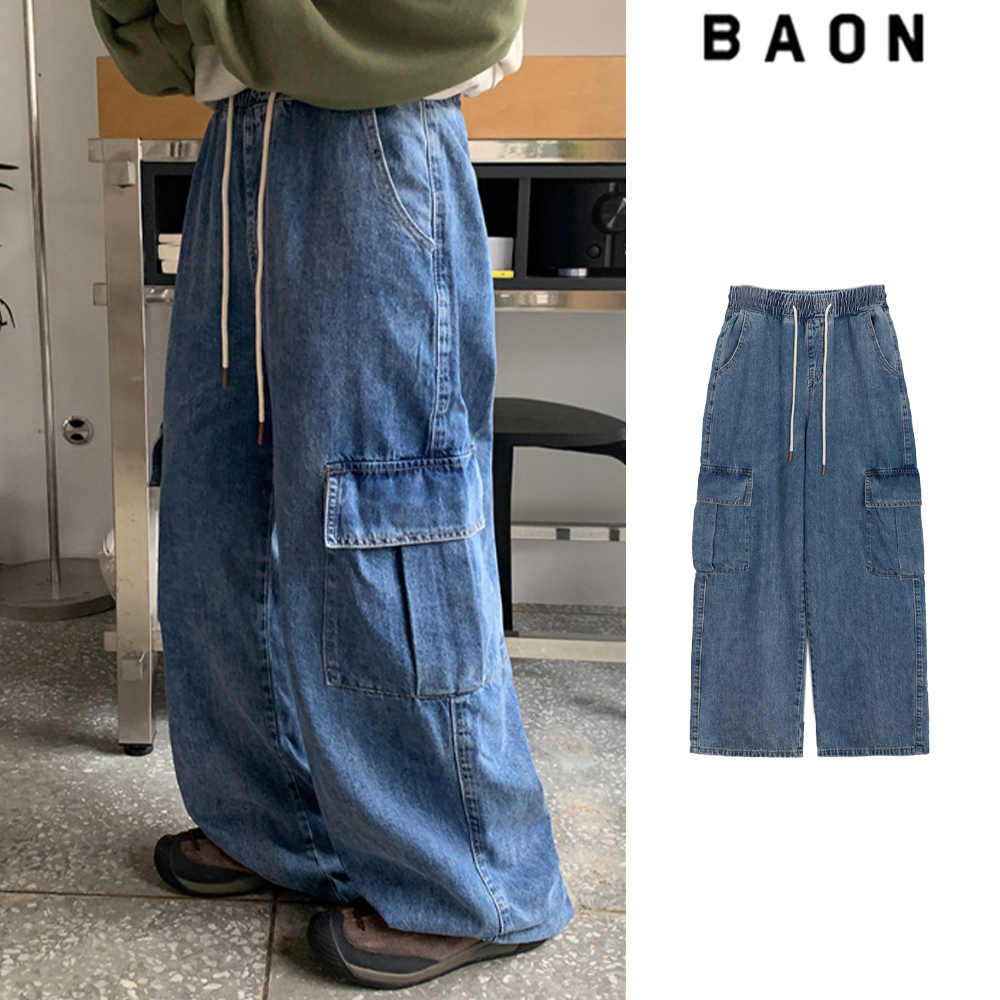【BAON】Haring banding cargo denim pants