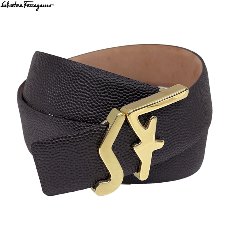 Salvatore Ferragamo ブラウン レザーベルト 本革 67A094 716219