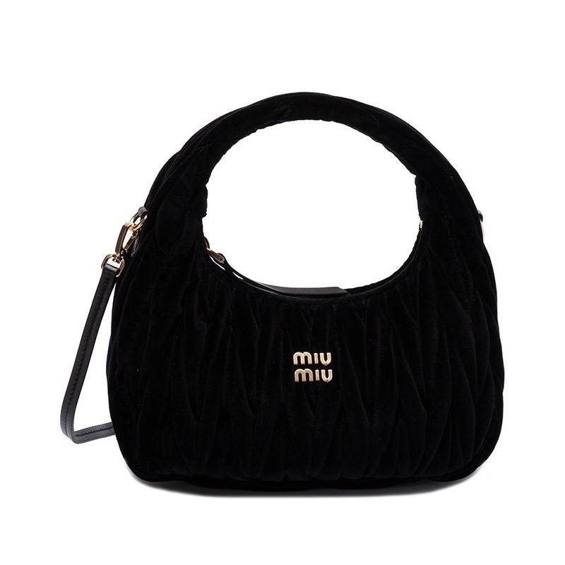 【MIU MIU】WANDER MATELASSE VELVET MINI HOBO BAG