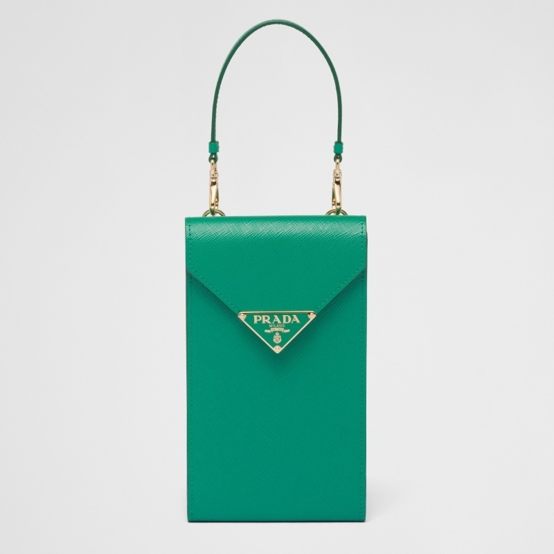 PRADA◆クロシェ ミニバッグ キーリング チェーンストラップ付き 注目 PRADA◇サフィアーノレザー ミニバッグ チェーンストラップ