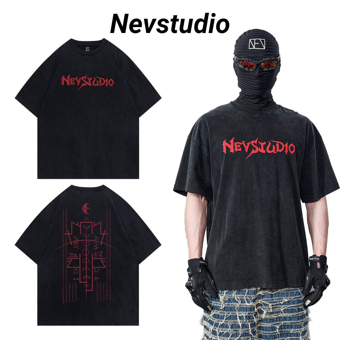 ◆Nevstudio◆Cross Totem 半袖 Uネック Tシャツ 送料込