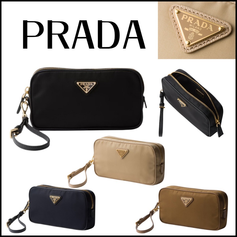 国内直営【PRADA】Re-Nylon xサフィアーノレザー ポーチ