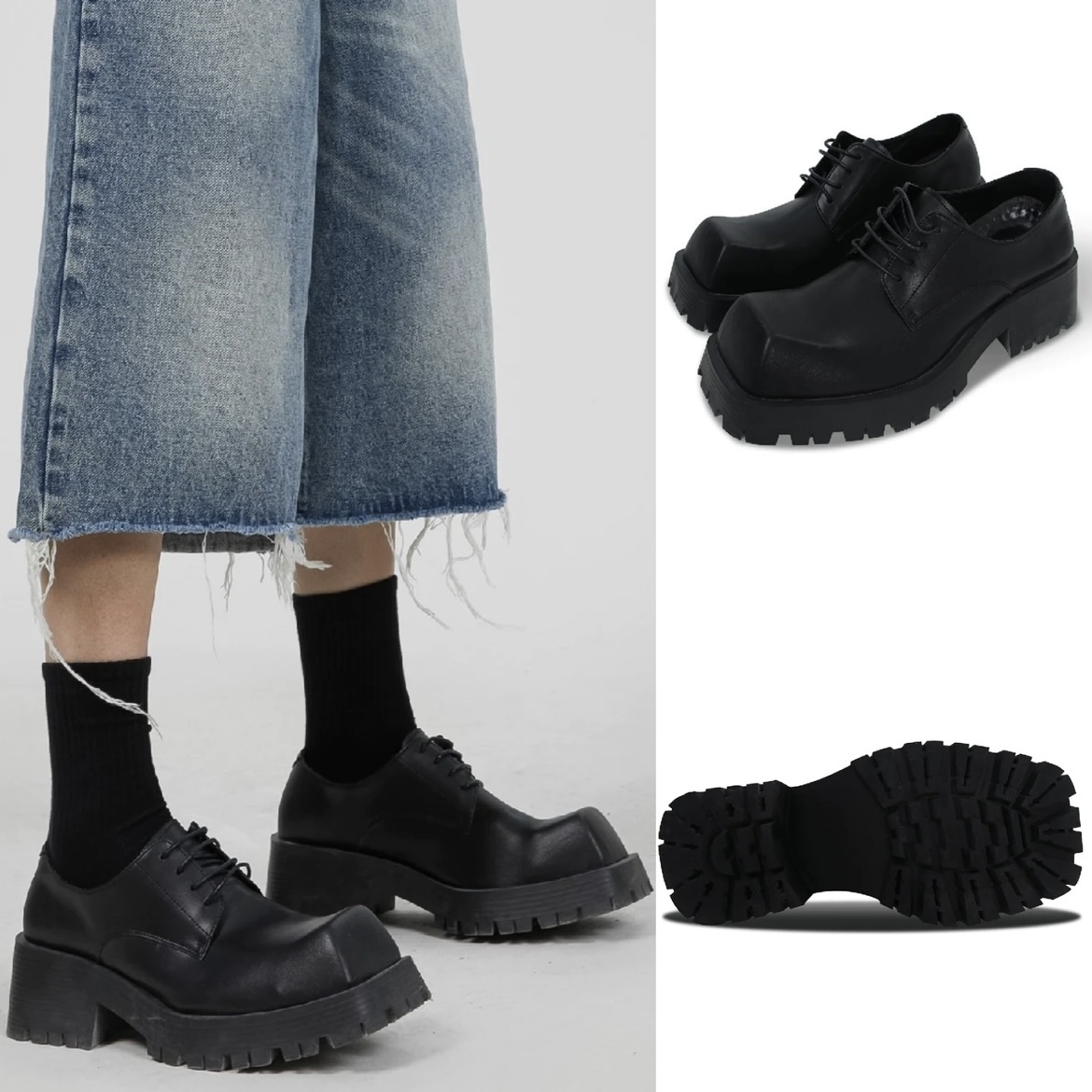 国内で当店のみ Turntide - Squared Leather Shoes