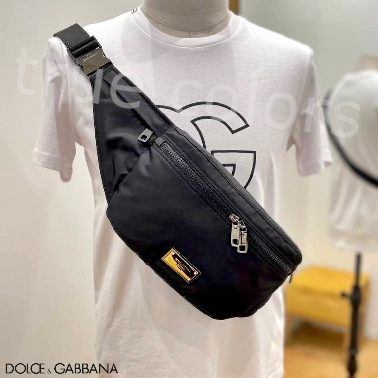 DOLCE&GABBANA ロゴプレート DNA ナイロン製 ベルトバッグ