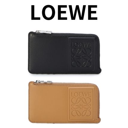 LOEWE Card Holders Calfskin Plain Leather Logo Card Cases Card Holders