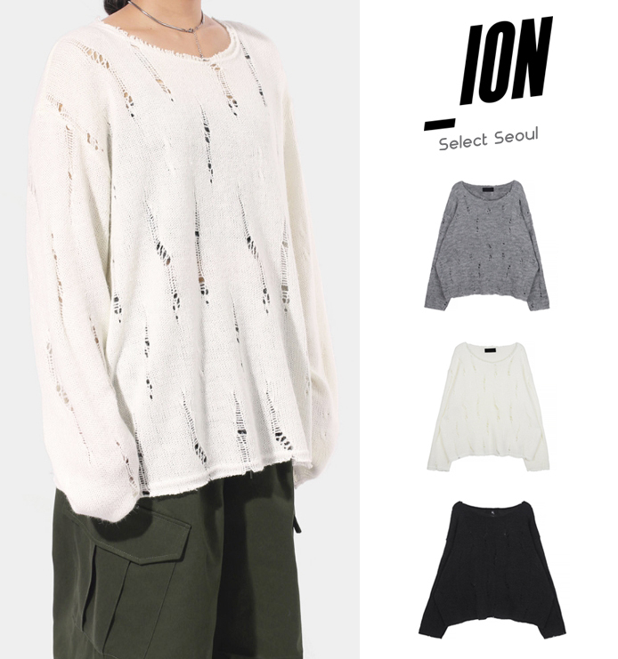 ニット・セーター IONSEOUL Damage Loose Fit Knit JE201